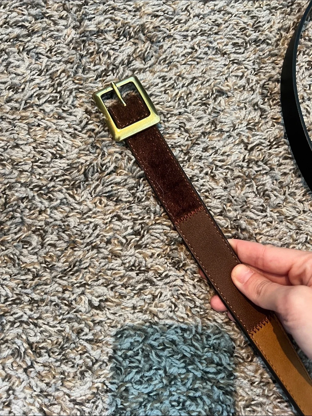 Leopard Print & Patchwork Brown Belt Duo